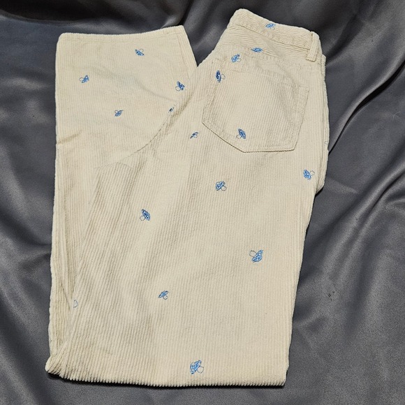 PacSun Pants - PacSun 90s Boyfriend Tan Corduroy Mushroom Embroidered Pants Womens 27 fairy